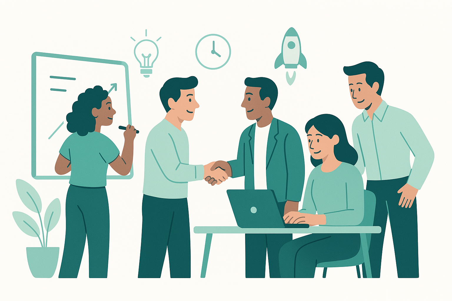 Diverse team collaborating on the BookXon project - Mobile